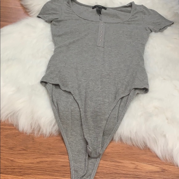 Grey Ribbed Bodysuit - Picture 2 of 5